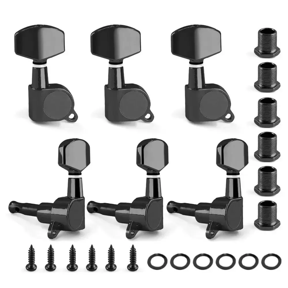 Metal Guitar String Tuning Pegs Totally Closed Machine Head Knob Guitar Tuner 3L3R Configuration Tuning Pegs Acoustic Guitar