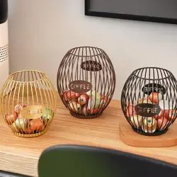 Coffee Pod Organizer Wrought Iron Storage Basket Counter Coffee Capsule Holder Desktop Organizer for Table Bar Accessories