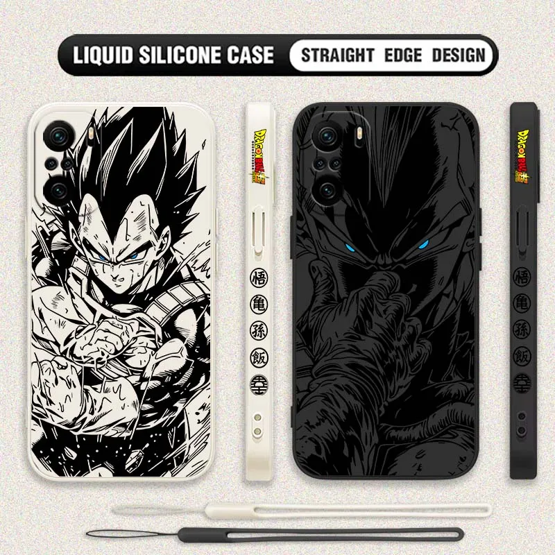 D-Dragon Ball Vegeta Art Cool For Xiaomi Redmi Note 14 13 12 11 10 9 8 Pro Plus 4G 5G Liquid Left Rope Phone case Cover