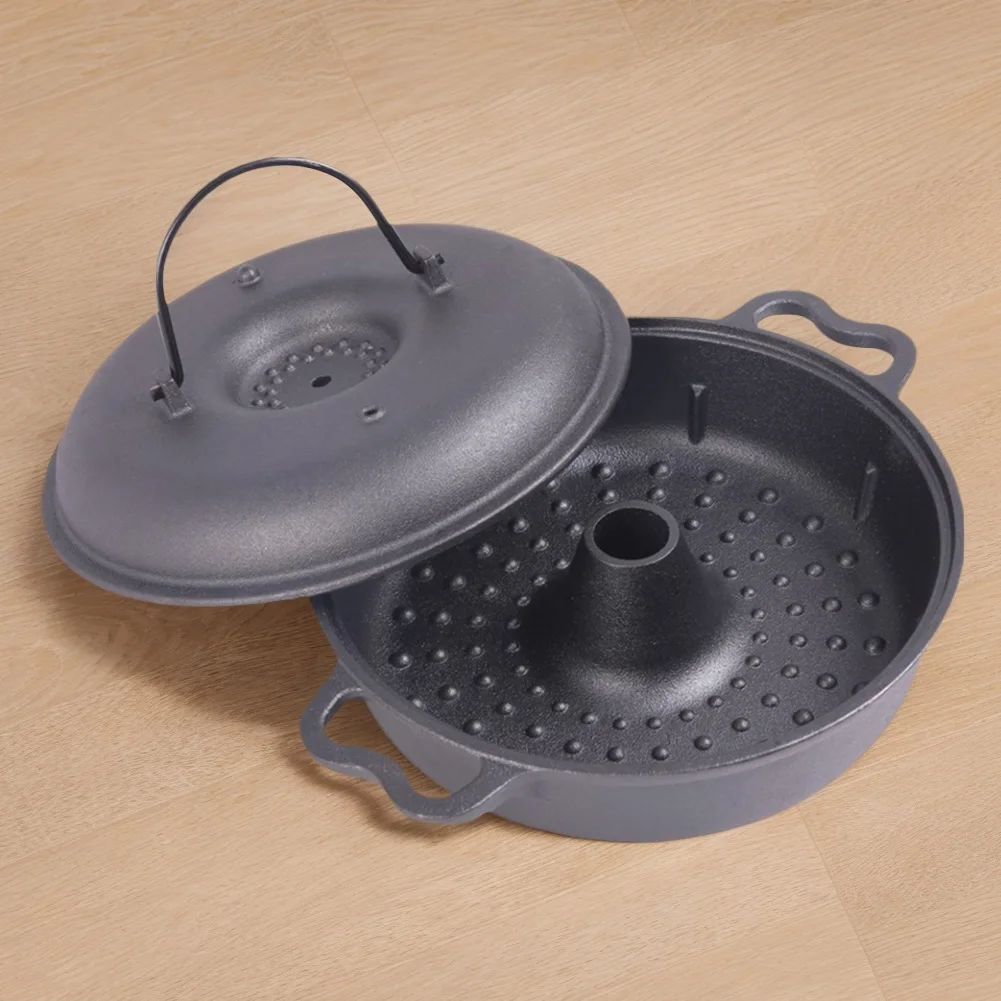 Iron Roasted Sweet Potato Pan with Lid Garlic Roaster Garlic Baker Baking Pan for Picnic Camping