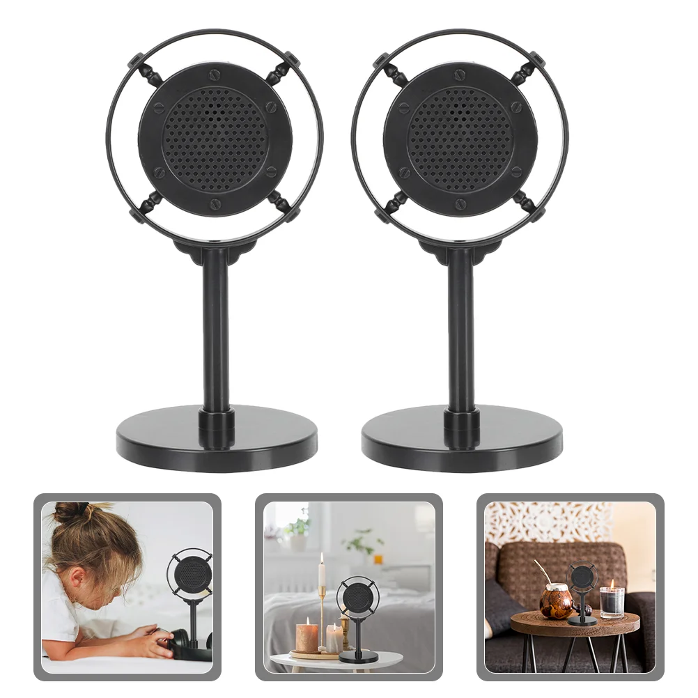 2 Buah Model Mikrofon Retro Tempat Panggung Dekorasi Bernyanyi Antik untuk Pilar Rumah