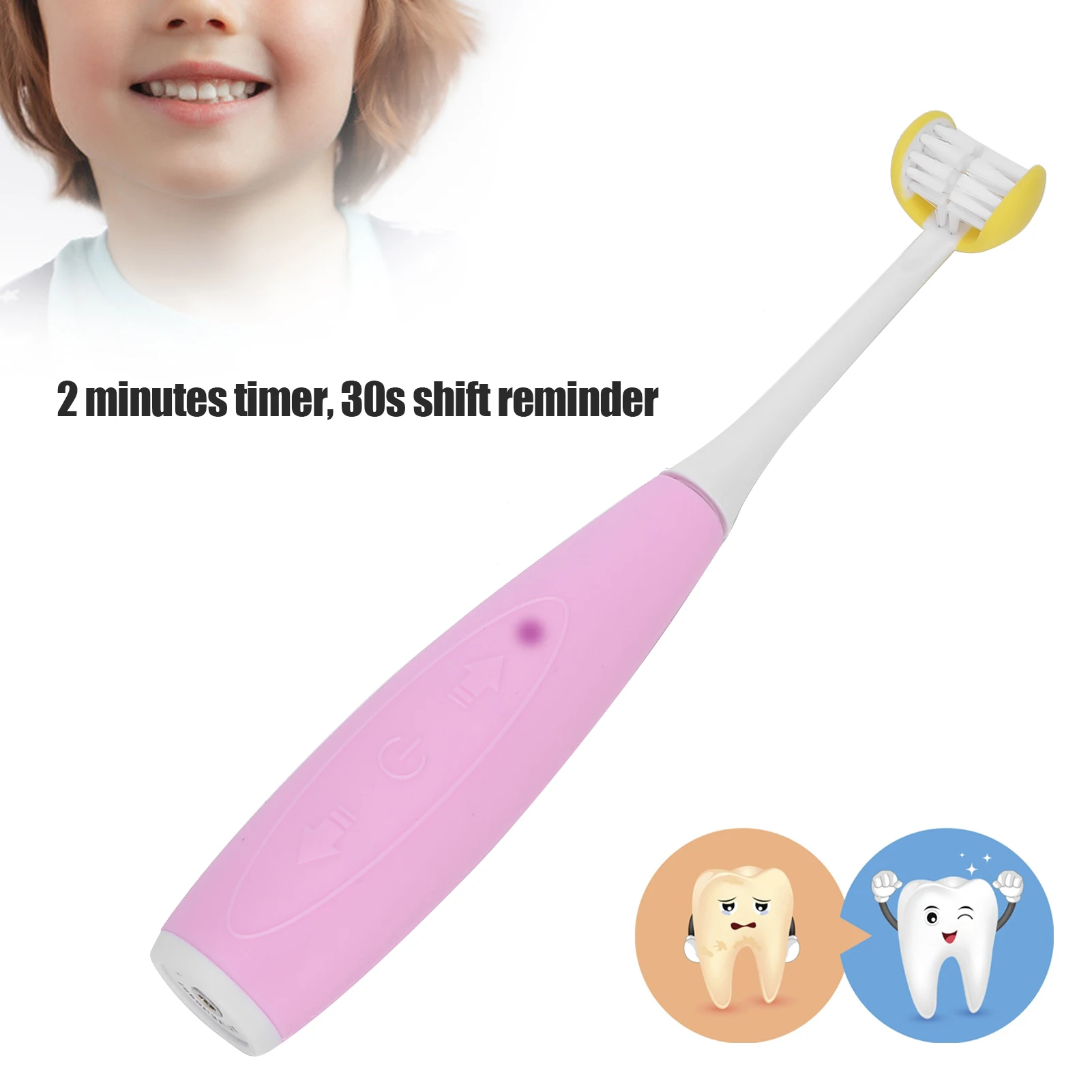 3 Sides Kid Electric Toothbrush 5 Gears Rechargeable IPX7 Proof Oral Care Tool 3 Sides Electric Toothbrush