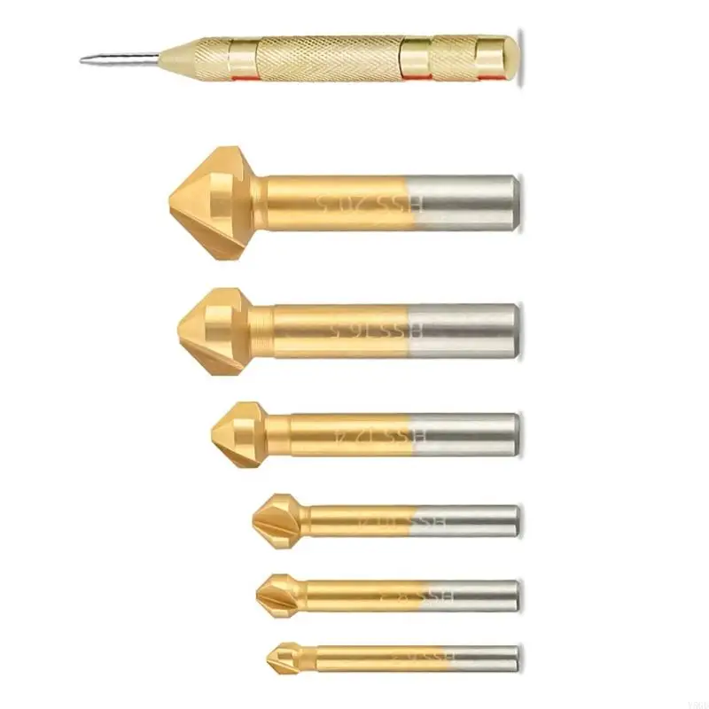 Y5GD 6 / 7PCS CounterSink Chanfread Bit Bit, 5 flûtes à 90 degrés Countering