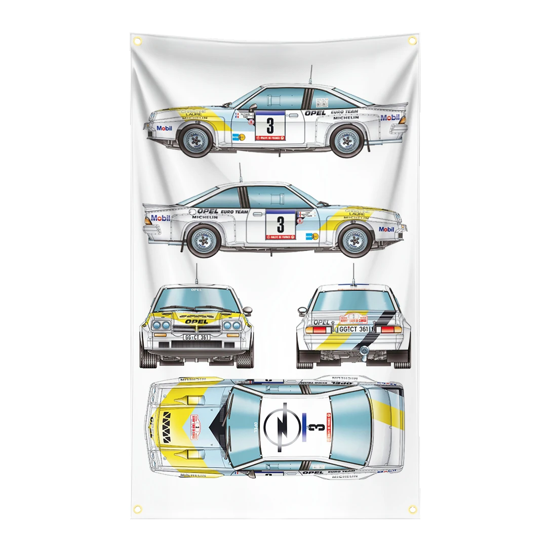 90x150cm Opels Motor Sport Racing Car Flag Tapestry Polyester Digital Printing Banner for Garage Wall Art Out Door Decoration