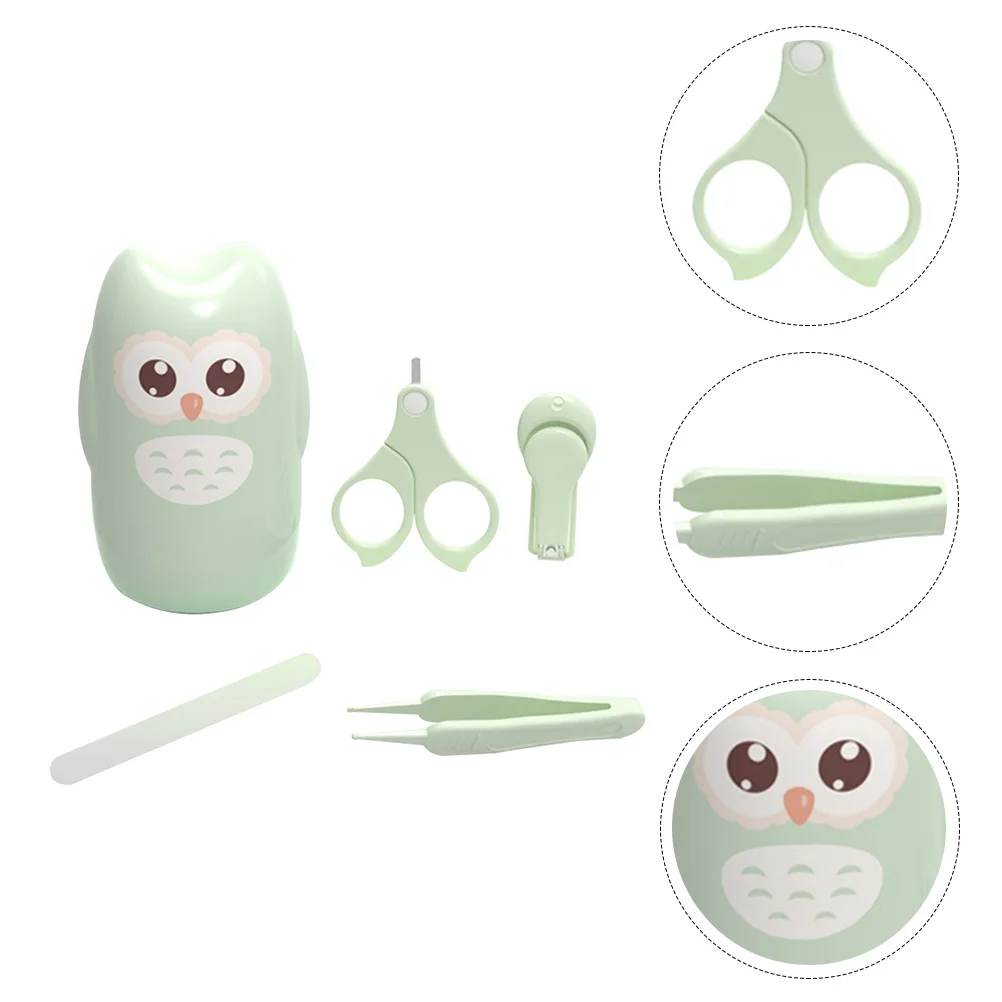 

Baby Nail Care Kit Infant Toddler Manicure Pedicure Grooming Set Green Stainless Steel PP Lightweight Portable Easy Store High