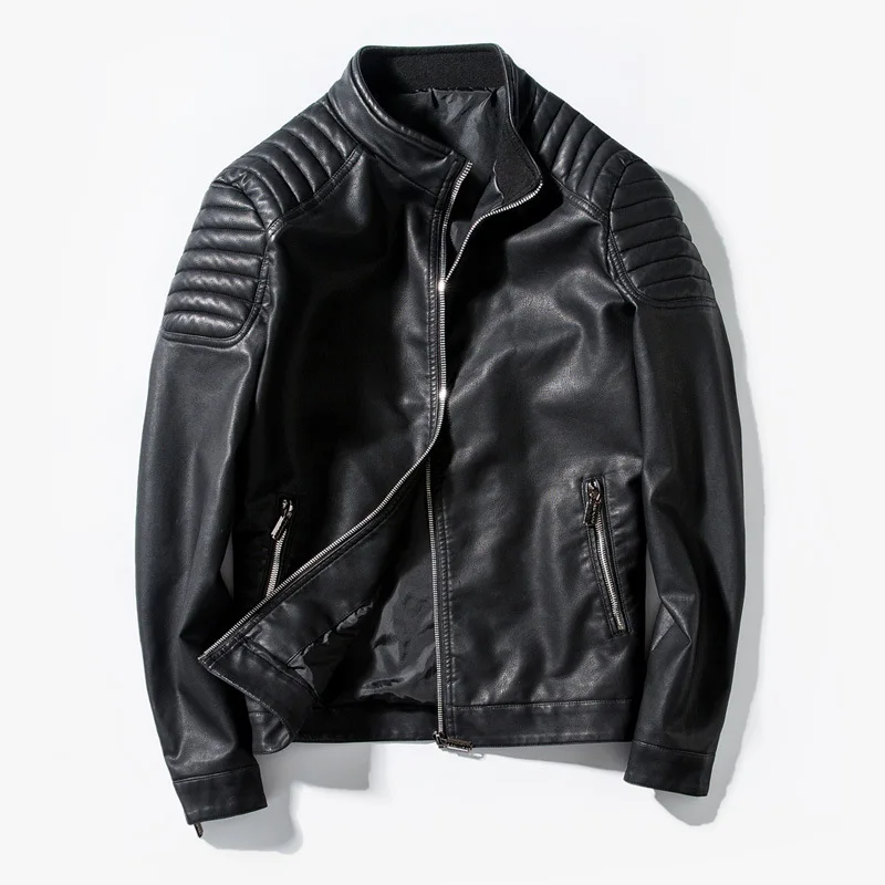 

2022 new Spring and Autumn fashion men's motorcycle pu leather jacket men's zip-up jacket casual jacket men