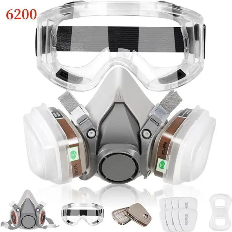 6200 Gas Mask Gas-Proof Half Face Mask Series Combination Matched with 6001/2091/5n11 Filters Chemical Organic Protection