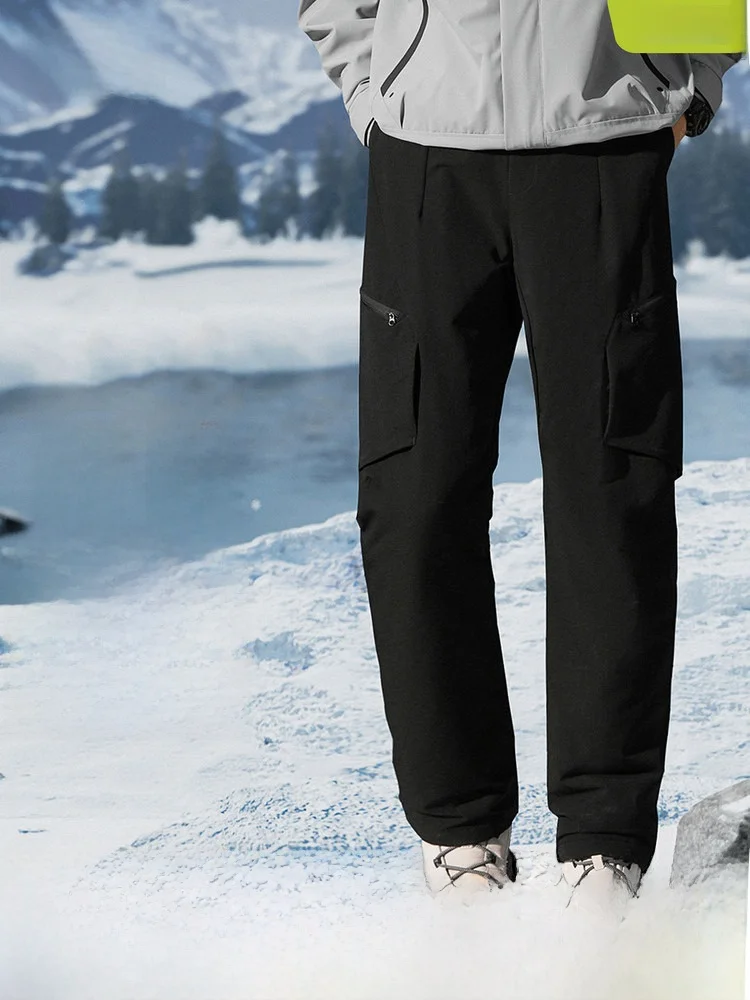 

Мужские прямые пуховые брюки Snow Flng: утепленные, для альпинизма, активного отдыха, повседневной носки, рабочая одежда, модные городские, теплые зимние