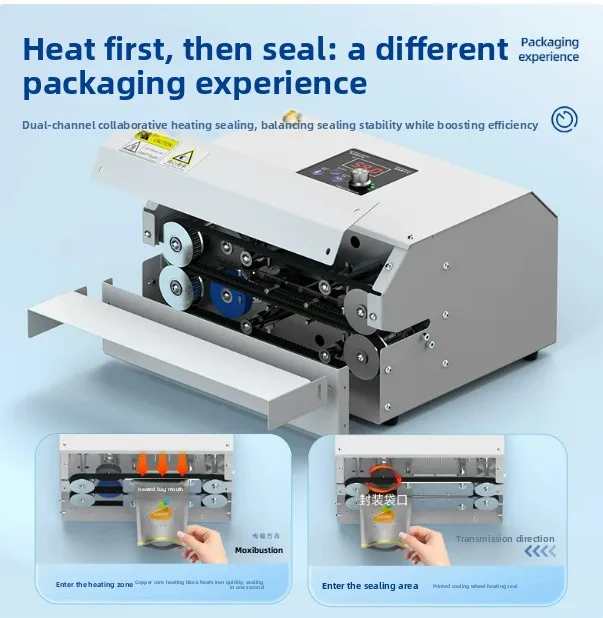 GLF-100 Fully Automatic Heat Sealing Machine 300W for Candy Snack Food Plastic Bags