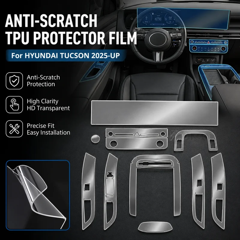 For HYUNDAI TUCSON 2025-UP Anti-scratch TPU Protector Film Sticker for Car Interior Center Console Media Dashboard Navigation