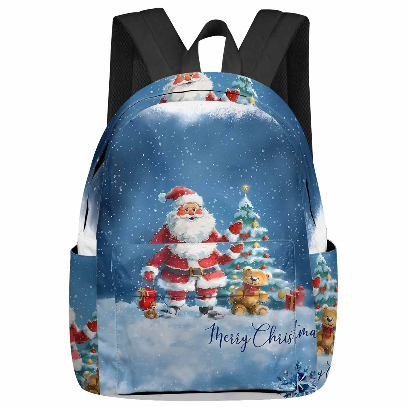 Christmas Tree Santa Claus Doll Snowflake Backpack School Bags for Teenagers Students Laptop Bag Women's Casual Travel Backpack