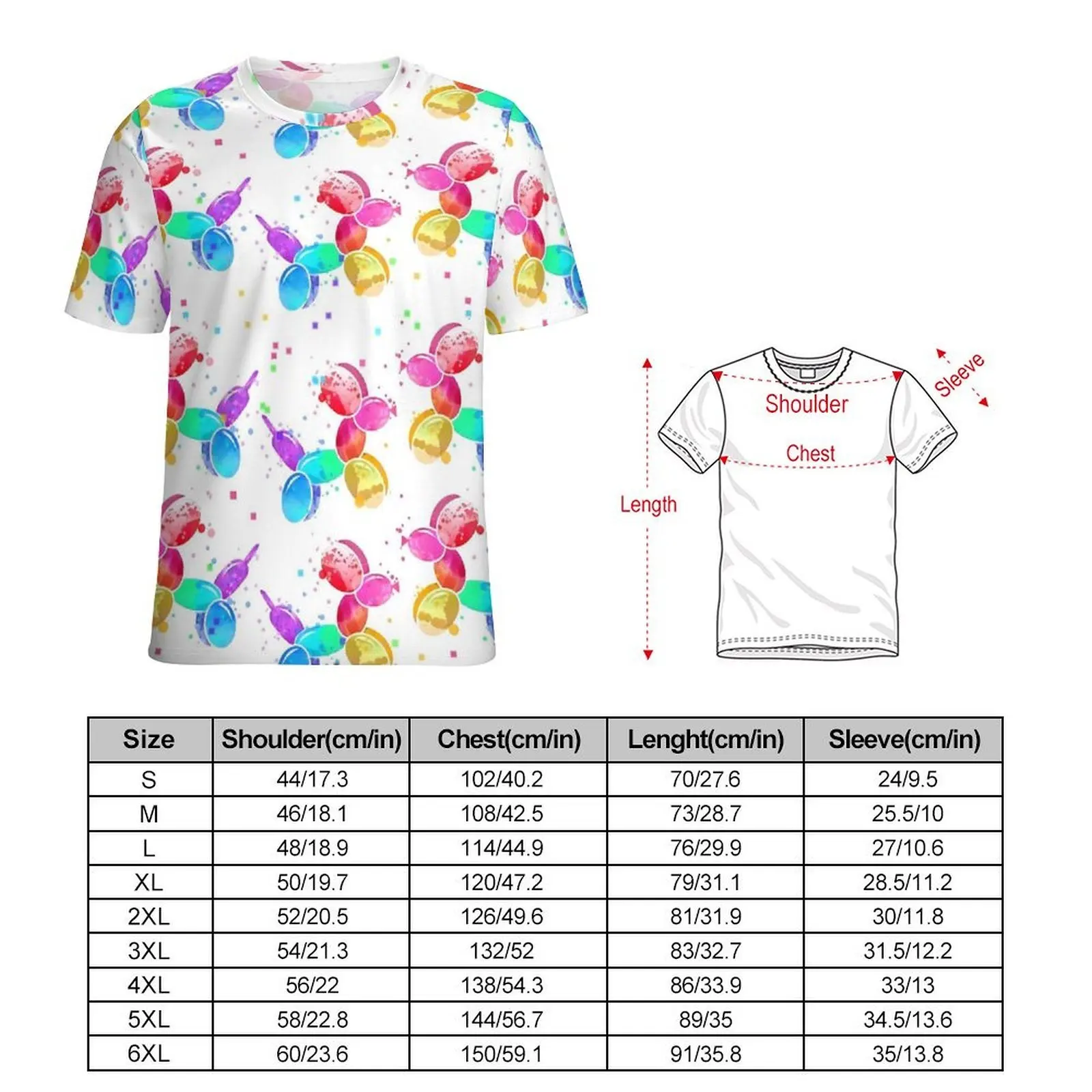 Summer T-Shirt Balloon Dogs T Shirts Watercolor Animal Aesthetic Trendy Tees For Men Short Sleeve Printed Oversize Tops