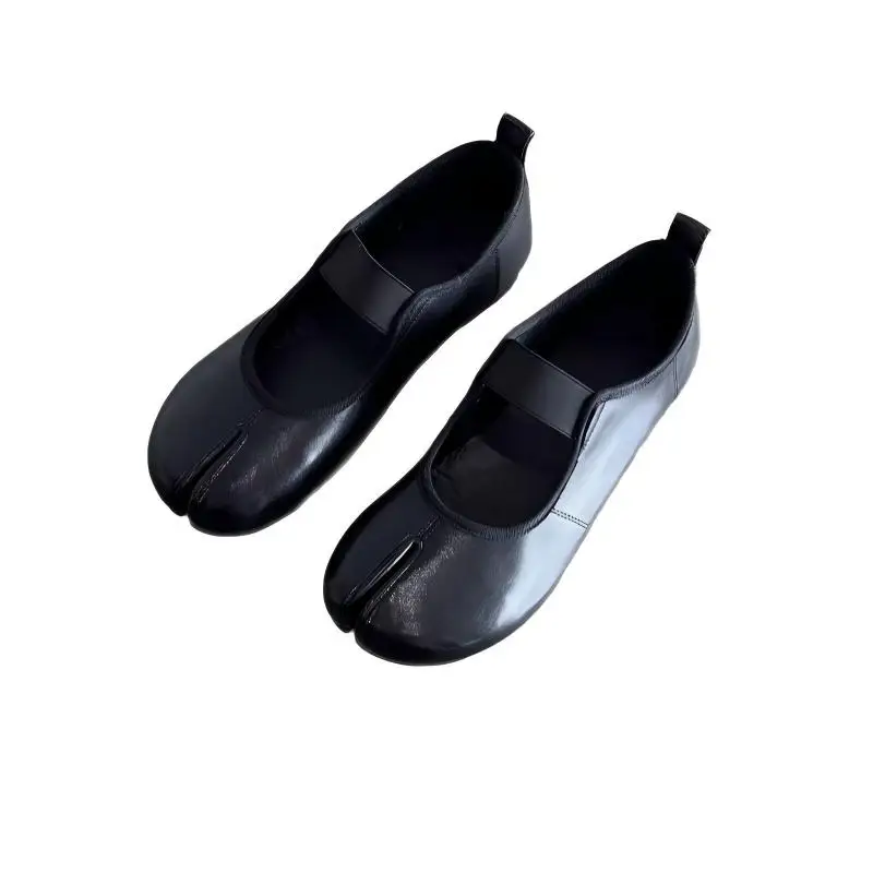 Zapatos Tabi con Punta Partida para Mujer Bailarinas Planas de Mary Jane Retro Mano Manoletinas Cómodas de Suela Blanda Calzado de Piel Sintética Casual Elegante Elástico para Caminar de Primavera Verano