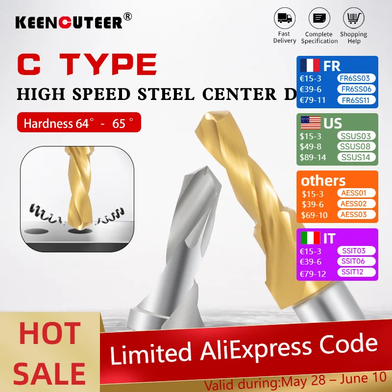 

C-Centre Drill Bit HSS High Speed Steel Chamfered Threaded Coated Titanium Positioning Drills For steels Aluminium M3 M4 M5-M16