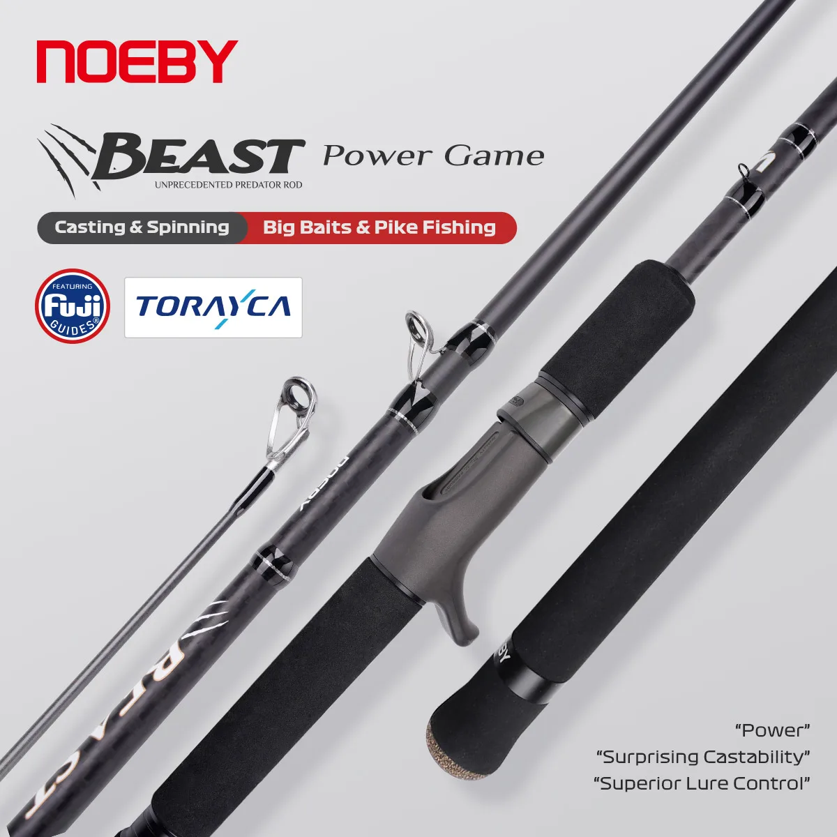 Noeby Beast Power Game Fishing Rod 2.44m 2.59m Fuji Toray Carbon Casting Spinning Big Baits Catfish Brochet Pike Fishing Rods