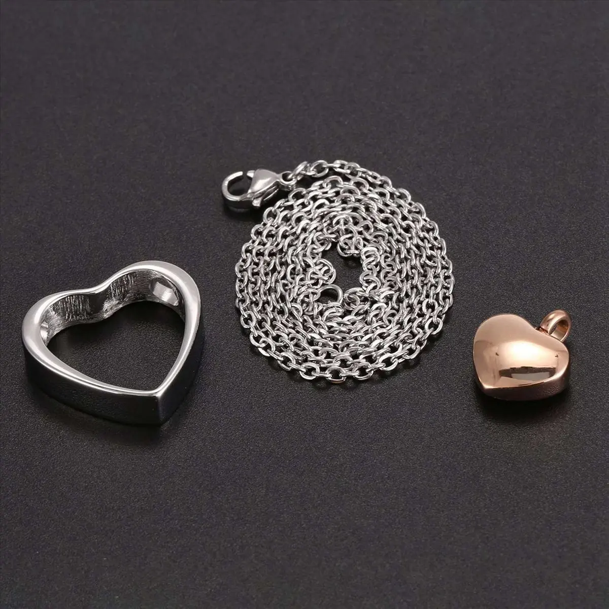 【COUPON!】{0}4X Double Heart Rose Gold Cremation Urn Necklace Pendant Funnel Fill Kit Keepsake Memorial Ashes