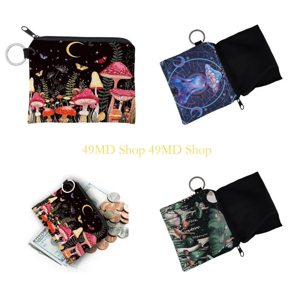 49MD Cartoon Animal Print Zipper Change Purses Practical Wallet Suitable for Daily Shopping Travel and Sports