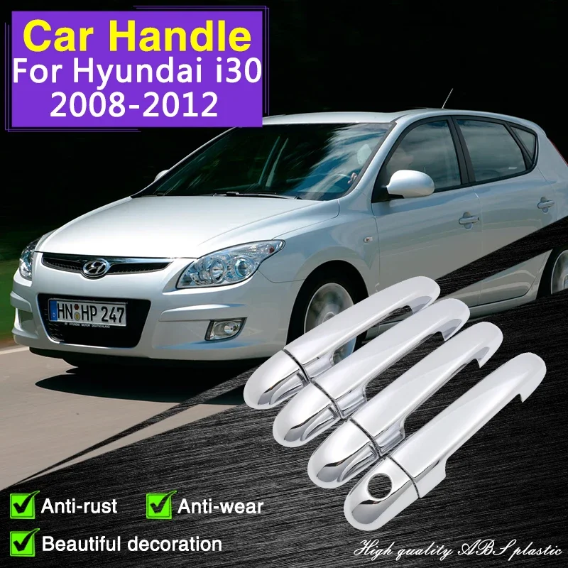 

Хромированная Крышка для дверной ручки, защитная накладка для Hyundai i30 2008 ~ 2012 FD, автомобильные аксессуары, наклейки, наклейки, Стильная крышка из АБС-пластика