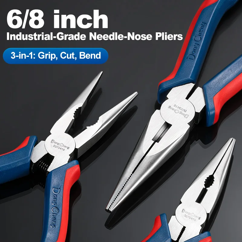 Long Nose Pliers 6 8 Inch Hand Tool Chrome Vanadium Heavy Duty Needle Nose Wire Bending Auto Truck Engine Maintenance Repair
