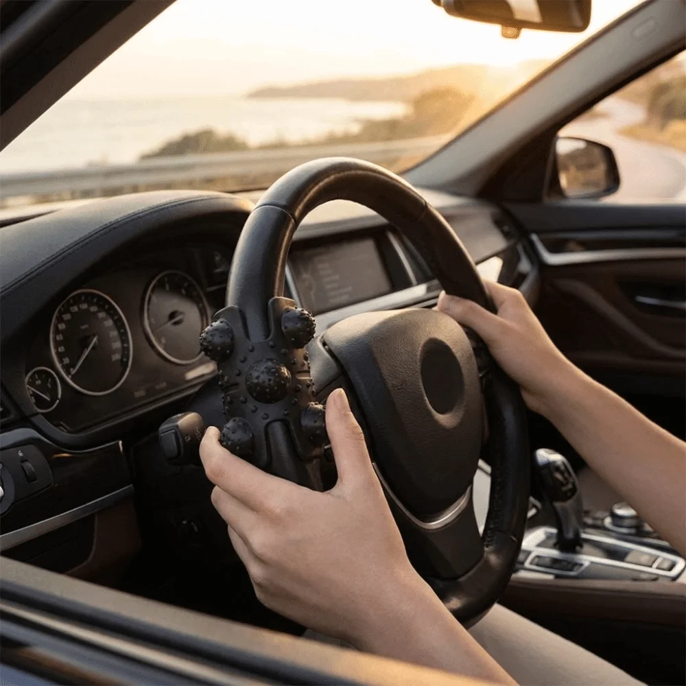 Soft Silicone Steering Wheel Wrap Dense Raised Particles Built-in Positioning Marker Massage Steering Wheel Wrap