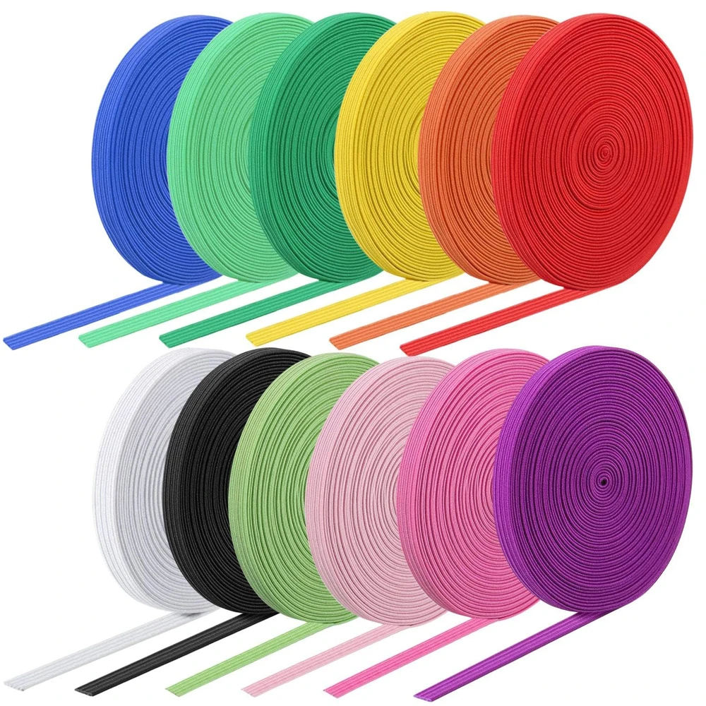 

40M Colorful Elastic Band Folding Elastic Cord Heavy Duty Stretch Band Knitted Flat Band for Sewing Crafts DIY Comforter Cuffs