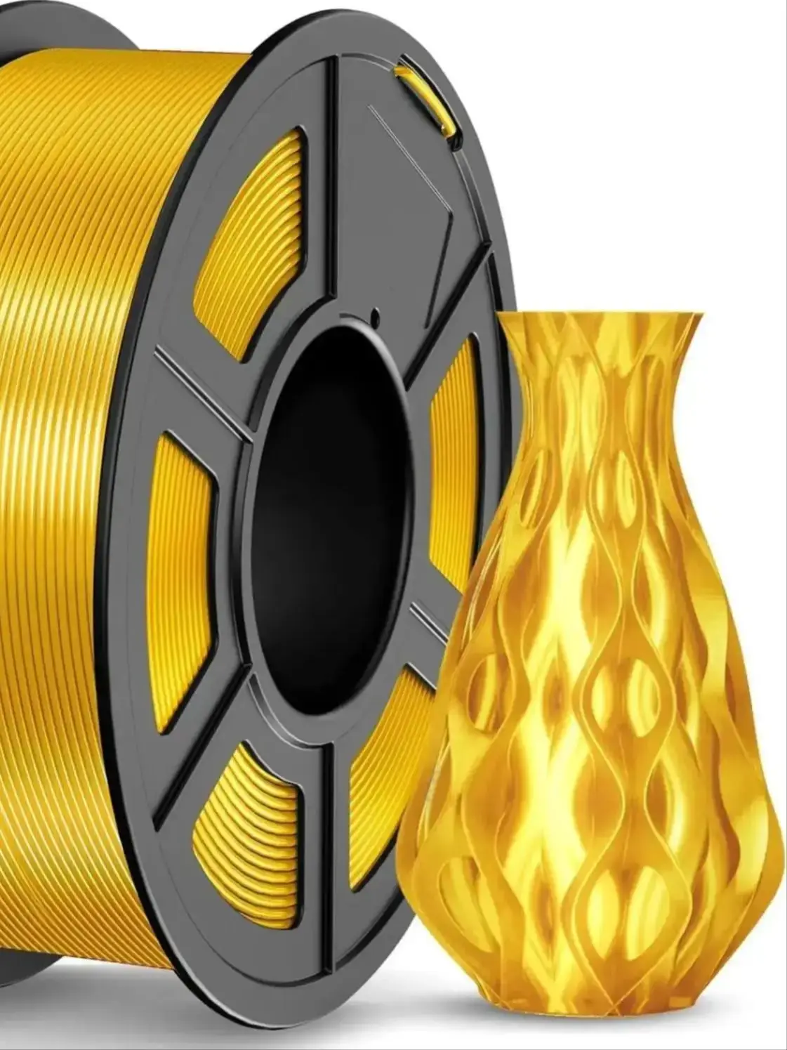 Zijde PLA Filament 1,75 mm Goud 250g, Metaalachtig Glanzende PLA, Gladde Zijdezachte Afwerking, Gemakkelijk te printen, Nauwkeurigheid +/- 0,02 mm - afbeelding 2