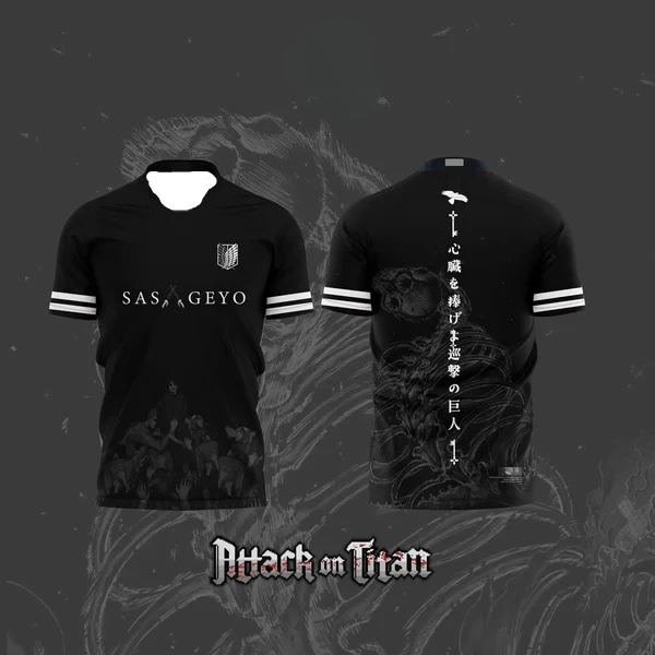 Japanese Animation ATTACK ON TITAN Theme 3D Printing Sports Breathable Men's Women's Same T-shirt Football Shirt Short Sleeve