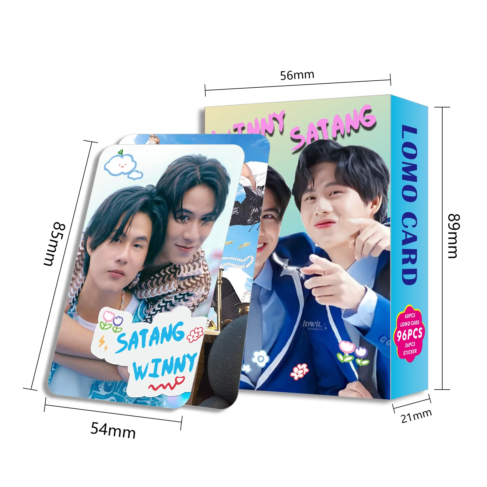 

96 Pcs/Set HD Photocard Set of Thai Stars Winny & Satang from Drama CP with Bonus Stickers Laser Lomo Card Collection