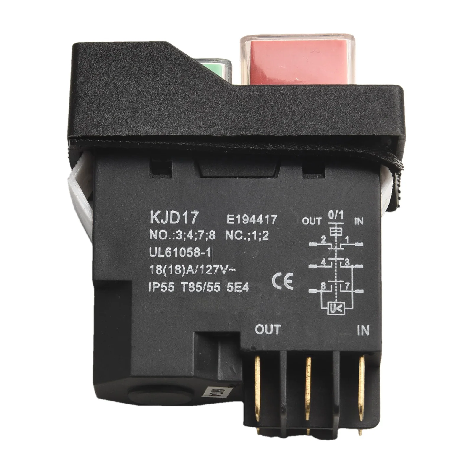 127V Pushbutton KJD17 Switch Wet Or Damp Environments 6 Pins Terminals Easy Installation For Industrial Power Tools