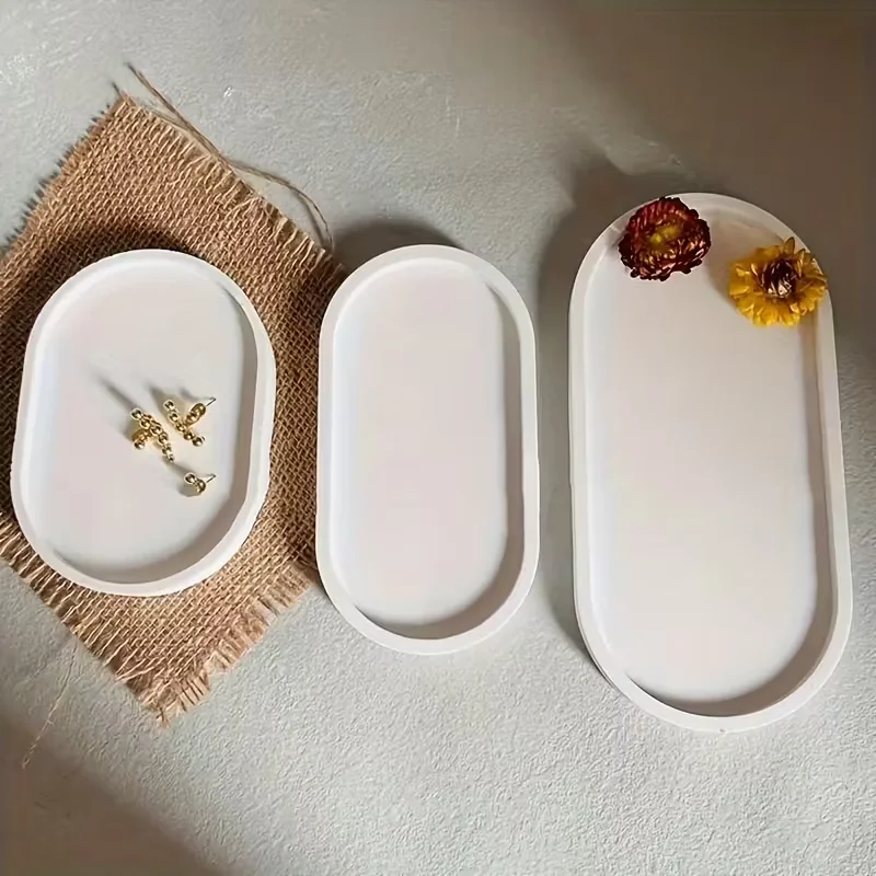 

Набор из 3 овальных силиконовых форм универсального дизайна для бетона, гипса, эпоксидной смолы, для изготовления подносов, тарелок, блюд для украшений и сувениров