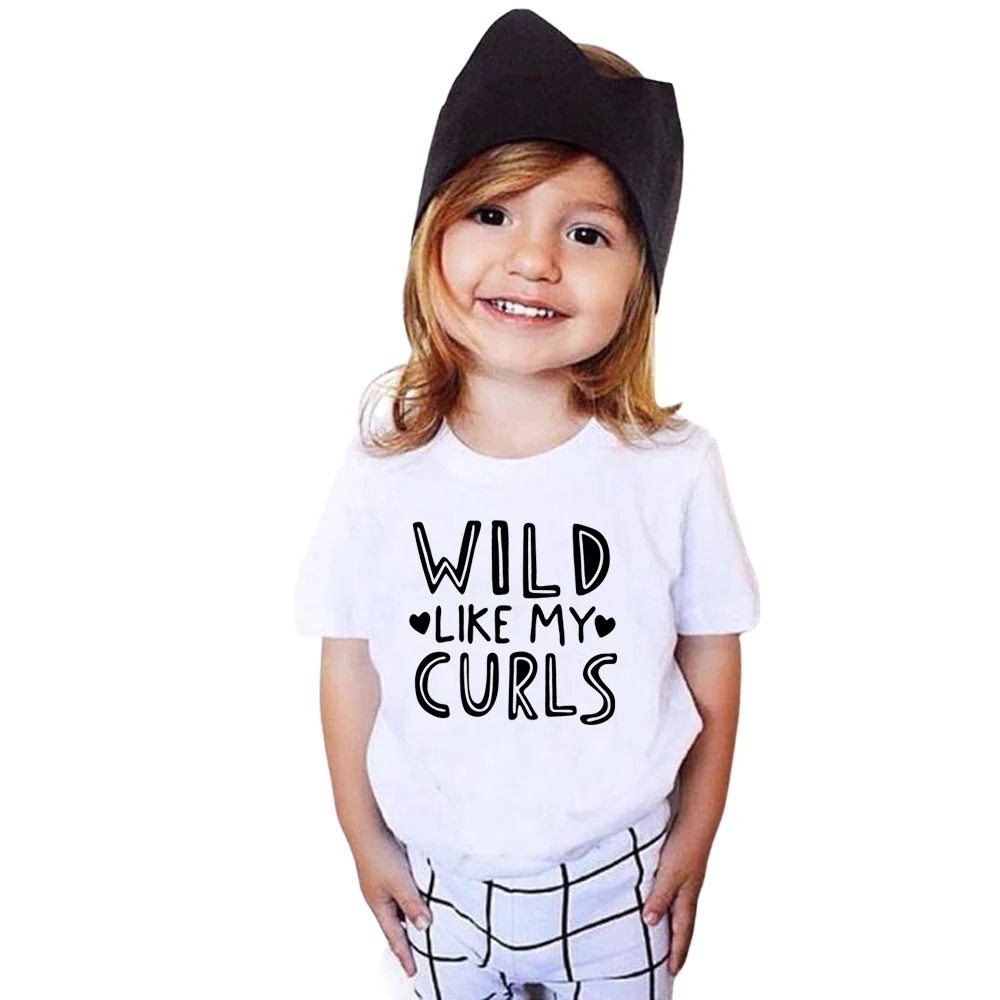 Funny wild like my curls print cotton kids t shirt toddler wild shirt summer tops graphic tees gift for daughter son kids cloth