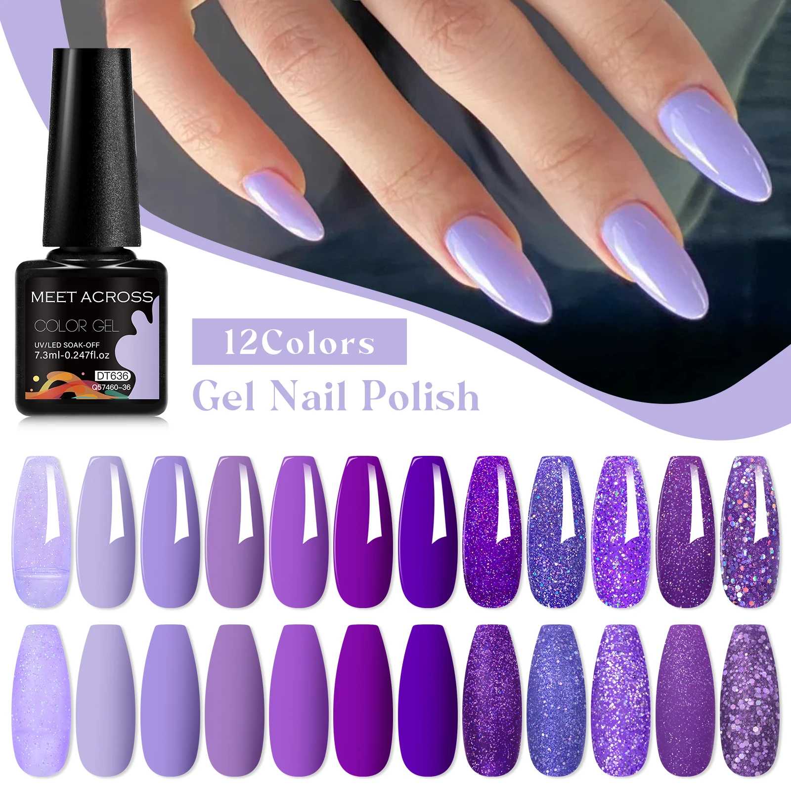 12 st Paarse Nagel Gel Polish Set TPO HEMA Gratis UV LED Curing Semi Permanente Salon Kwaliteit Vernis voor Vrouwen meisjes DIY Manicure