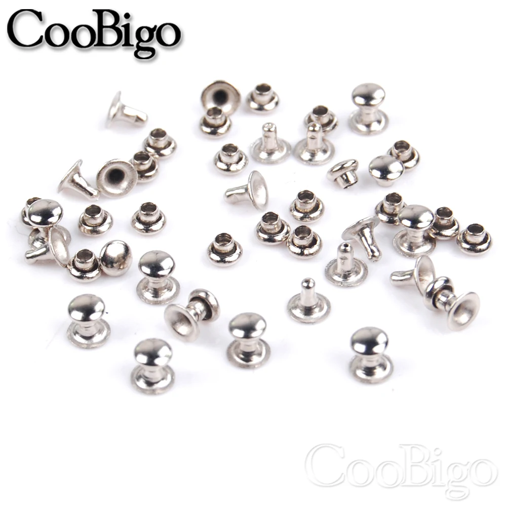 500sets 3mm Round Single Caps Leather Rivets Metal Tubular Studs for Bags Hats Shoes Clothing Leather DIY Craft Repair and Decor