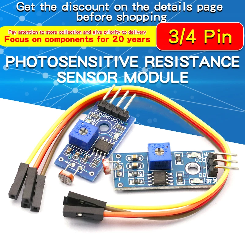 1 pz modulo sensore di resistenza alla luminosità fotosensibile rilevamento della luce intensità rileva modulo resistore fotosensibile