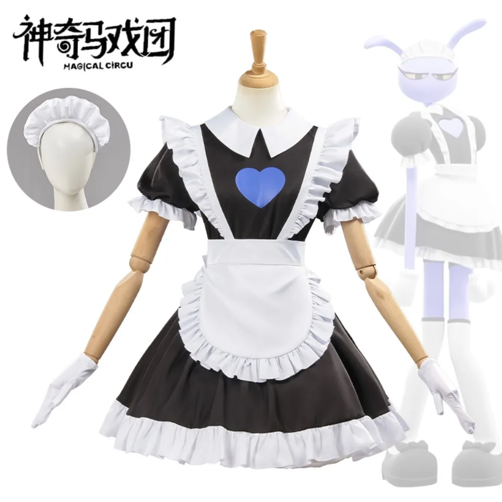

The Amazing Digital Circus Jax Maid Cosplay Costume Clown Anime Full Set Women Halloween Comic Con Stage Performance Outfit