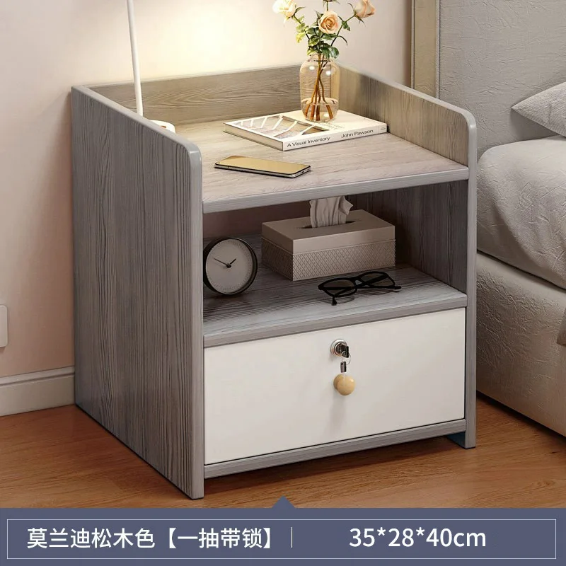 

Chinese solid wood bedside table is small, bedroom home decoration, fashionable, simple and economical with lock