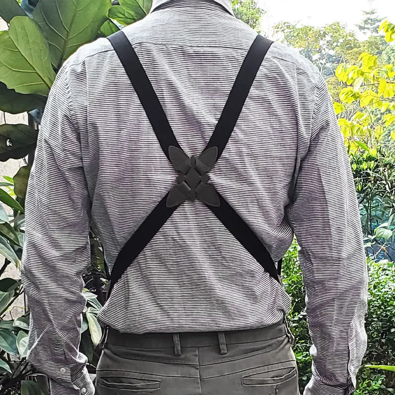 حمالات رجالي عصرية بمشبك جانبي، حمالات متينة وقابلة للتعديل على شكل X من الخلف