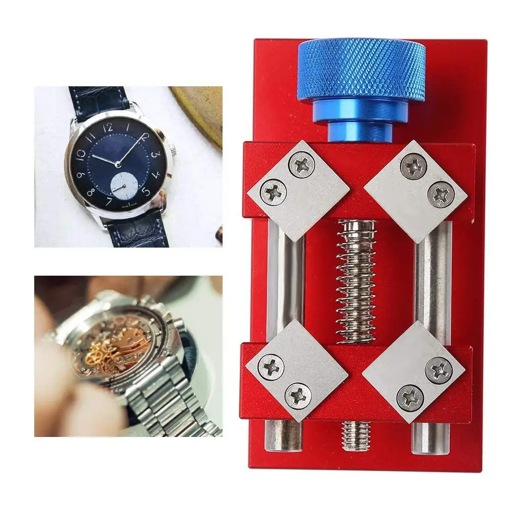 Professional Watch Bezel Opener Removal Tools Workbench Back Case Opener Tool Watch Parts Repair Tool for Watchmaker Red /Silver