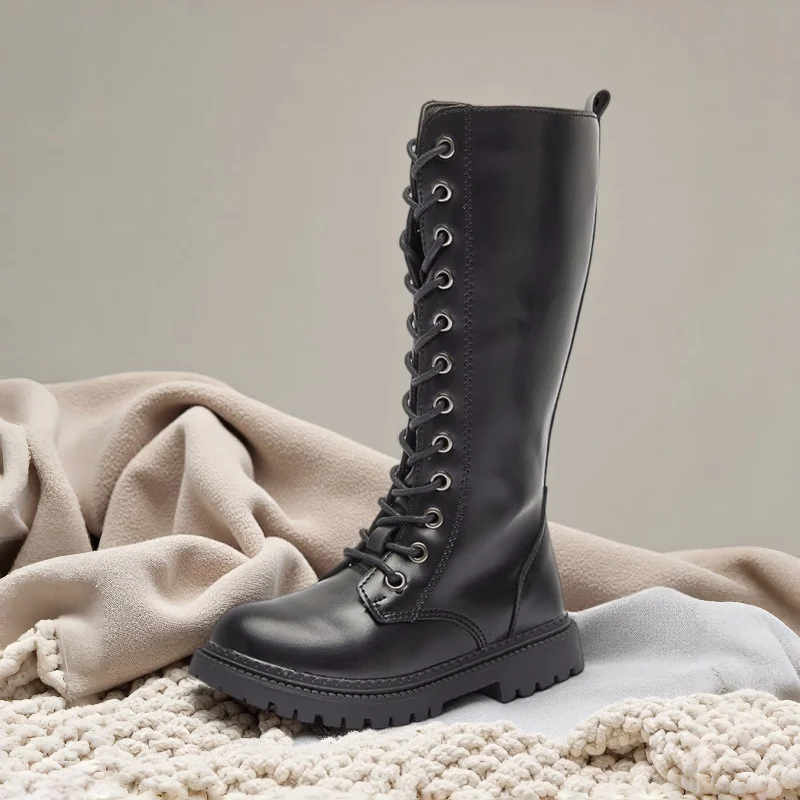 

Girls Knee High Boots 2026 Fall Winter Performance Princess Boots Kids Fashion Tall Boots for Catwalk Show Non-Slip Side Zipper
