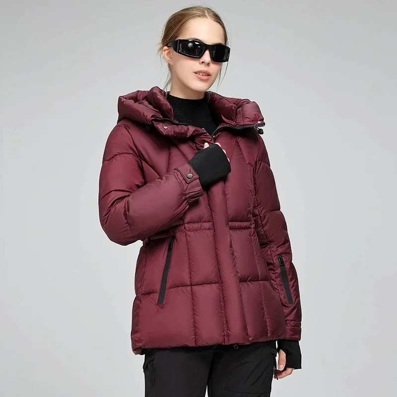 2025 deportes al aire libre chaqueta acolchada de algodón de invierno para mujer Parkas con capucha abrigos a prueba de viento espesar cálido prendas de vestir exteriores delgadas abrigos casuales