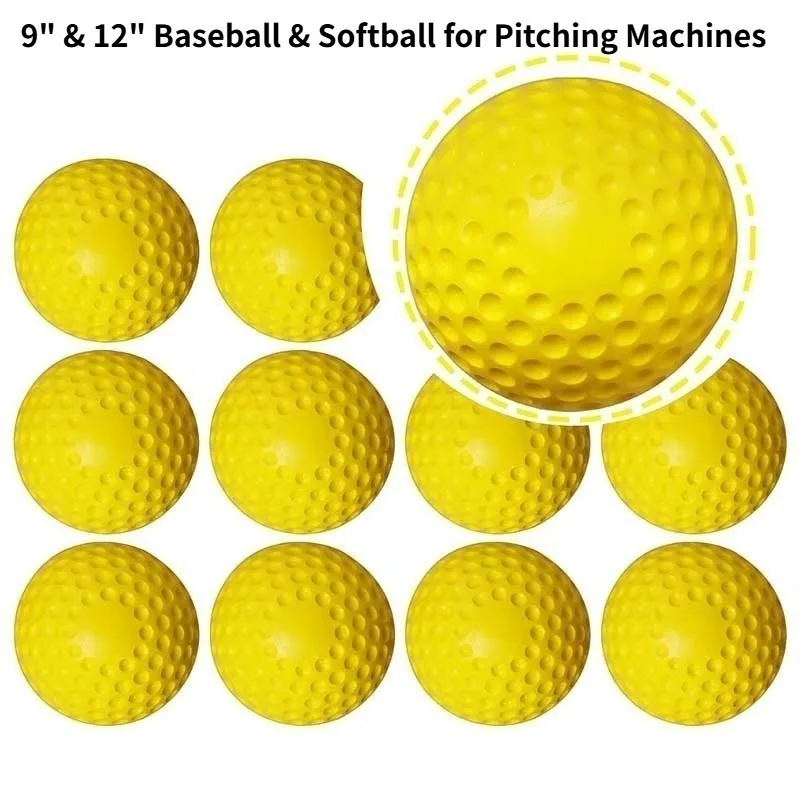 1PC 9/12inch PU Hard Dimpled Baseball for Pitching Machine Training Balls