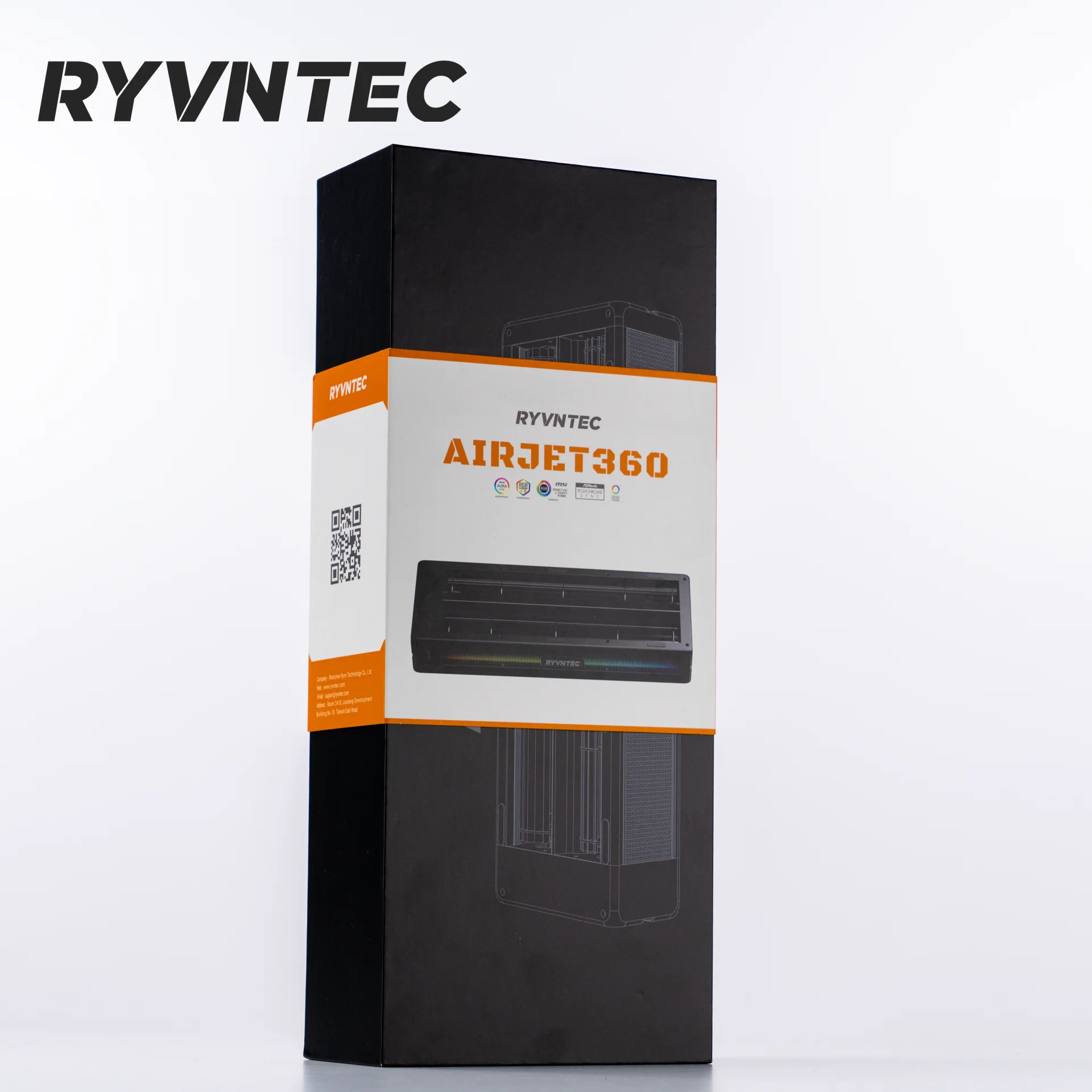 RYVNTEC AirJet 360 Cross Flow Workstation Server Computer Case Fan/3000 RPM/PWM temperature control/ARGB ARGB synchronization