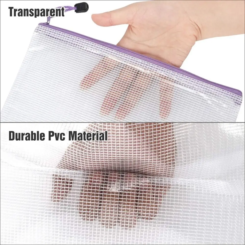 Cosmetic Makeup Bags Mesh Zipper Pouch Paper Organizer Document Organiser Document Folder Waterproof Plastic File Organizer