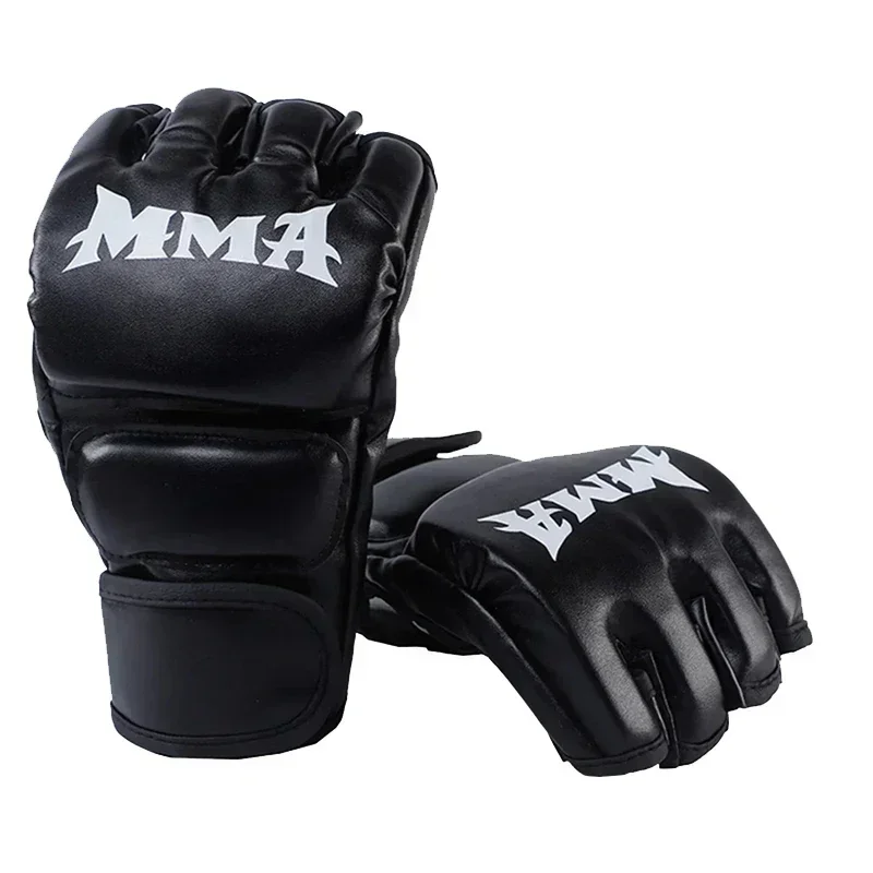 1 Pair Of Pu Boxing Gloves Mma Gloves Half Finger Sandbag Taekwondo Muay Thai Gloves Professional Boxing Training Equipment