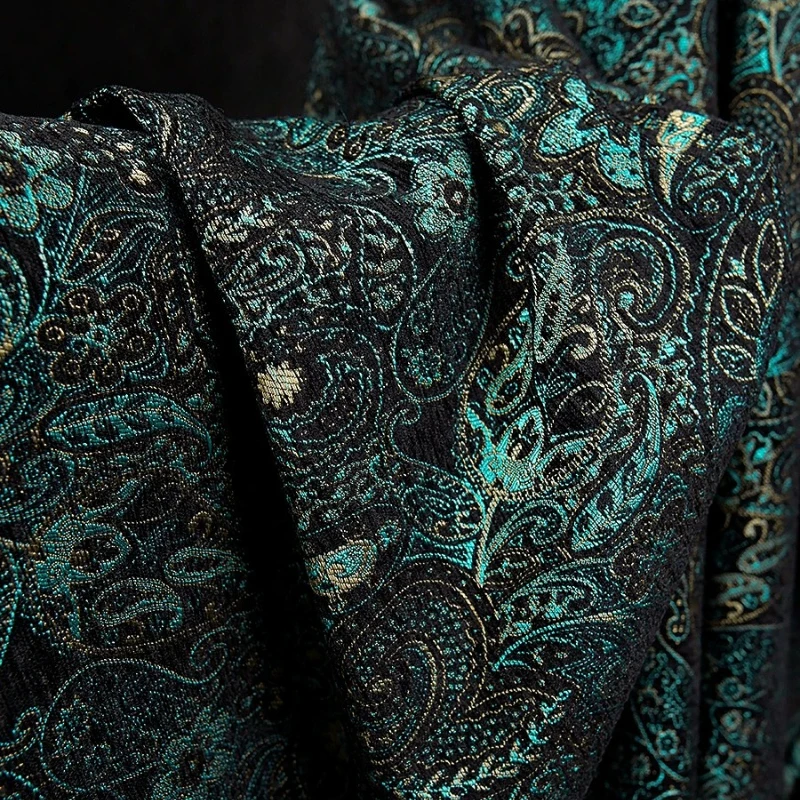 Ethnic Fashion Design - Cashew Flower Dark Texture Jacquard Chenille