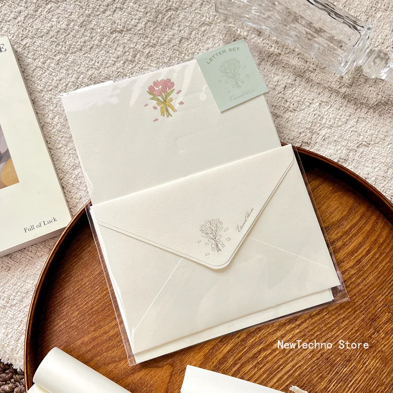 Envelope set romantic planner message greeting card (4 Letter papers and 2 Envelopes)