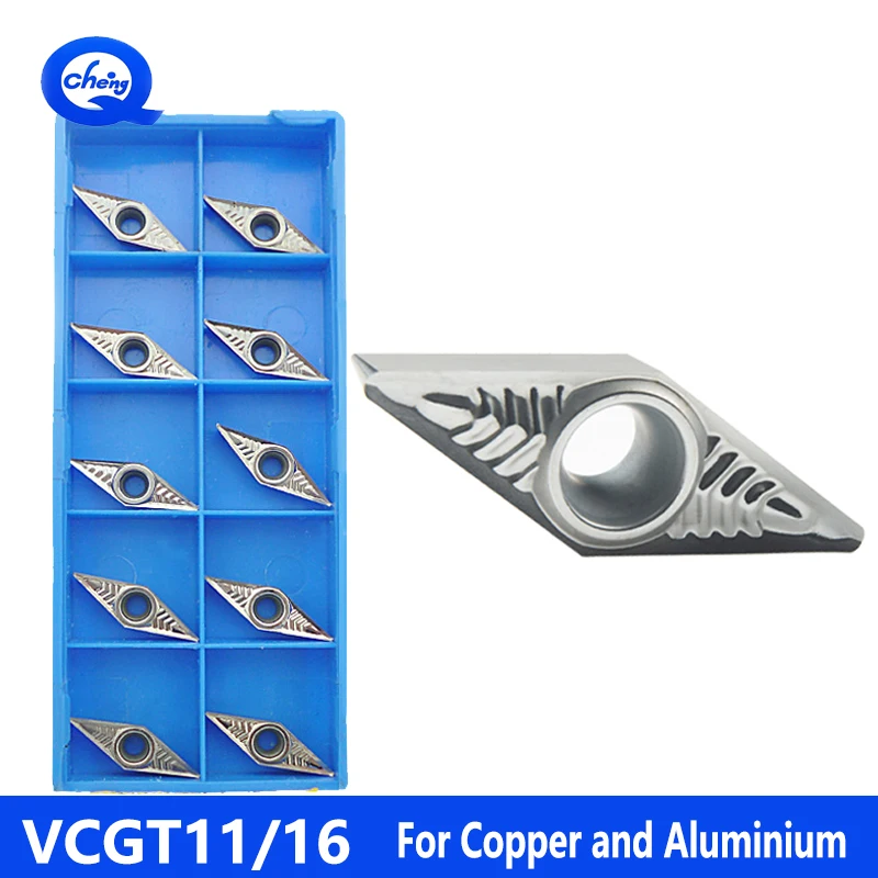 

10 Pieces VCGT11/16 VBGT11/16 CNC Lathe Tool Aluminum Hard Alloy Blade, Suitable for Machining Aluminum and Copper