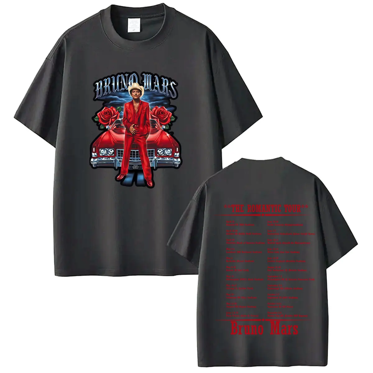 Bruno Mars The Romantic Tour 2026 Print Tees Man Woman Gothic Punk T-shirts Short Sleeve Cotton Loose Casual T-shirts Streetwear