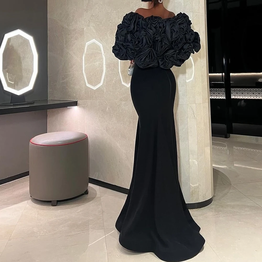 

Customized Classic Shawl Pleats Sweetheart Evening Dress Temperament Mermaid Jersey Flowers Photo Color Vestido De Fes