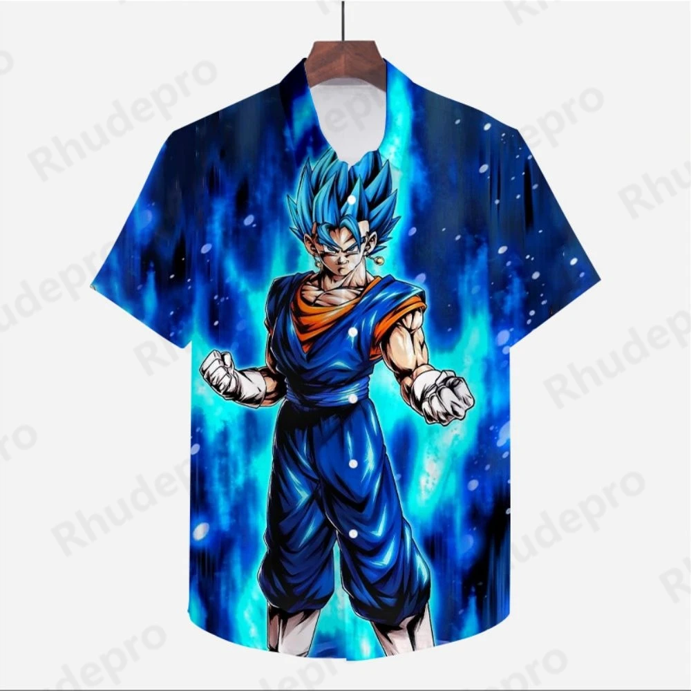 Camicia oversize 2024 abbigliamento uomo Vegeta Dragon Ball Z Harajuku Seaside Trip Cute Summer Fashion Super Saiya manica corta Anime